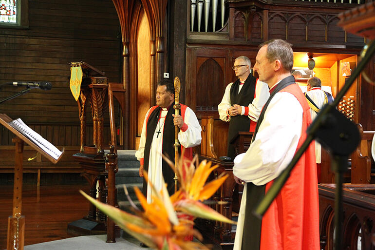 The gift given, the three northern bishops reflect. From left: Bishop Kito, Bishop Jim White and Bishop Ross Bay. The gift given, the three northern bishops reflect. From left: Bishop Kito, Bishop Jim White and Bishop Ross Bay.