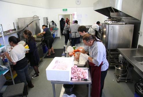 Lloyd and Rita Popata's team in the Tatai Hono kitchen.