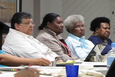 Report time at the AIN gathering in Sydney. Donna Bomberry, the newly elected AIN Secretary General, is at left.
