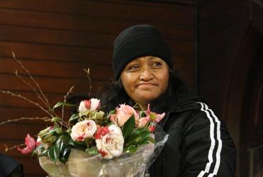 Bernie Waitere, one of the tukutuku weavers from Orakei Marae.