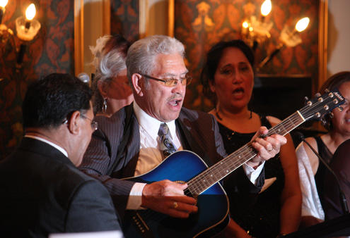 Once again, Bishop Rahu Katene leads the choir he formed while he was in Sydney. They performed at Saturday night's dinner.