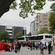 The first buses arrive for the deconsecration service.