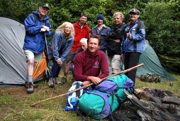 Tim Harris (in the red fleece jacket ) in March 2009. He accompanied +Richard Ellena on the last leg of his walk around the diocese.