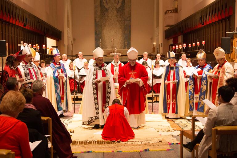 Bishops gather as Bishop-elect Eleanor prepares for her ordination. Photo: Jonathan Cutts Photography.