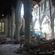 Looking west. The cathedral's main doors are submerged in rubble from the Rose Window.