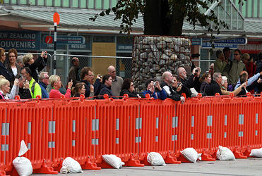 People line the public walkway into Cathedral Square to view the city's broken icon. Photo: Dean Kozanic of the Press