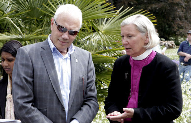 Bishop Victoria and Mayor Bob Parker reflect on the grim fate of the cathedral. Photo: The Press