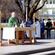 Dean Peter Beck leads the Great Thanksgiving during the Sunday morning open-air Eucharist in Cathedral Square.