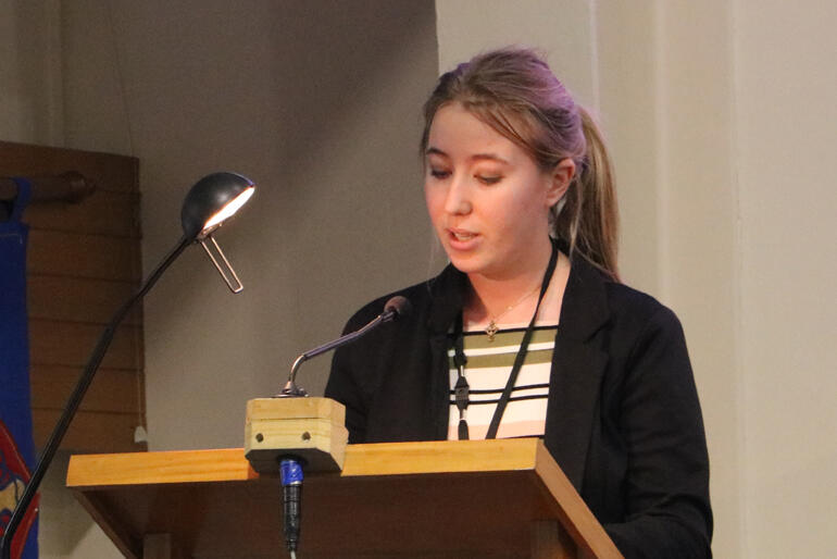 Youth synod member Jessica Lee asks synod to save the historic cathedral for her and her future children.