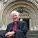 Bishop George Connor on the steps of St Paul's Cathedral in Dunedin.