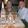 James Boussy (left) and James Glucksman with their gingerbread ChristChurch Cathedral. Photo/The Press