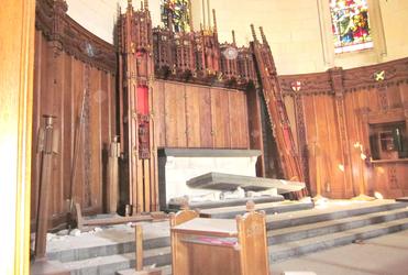 ChristChurch Cathedral's stone altar has been shaken off its pedestal.