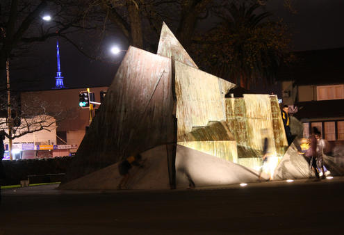 A view from the cathedral of the new addition to the forecourt.