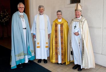 Napier cathedral deans, past and present. From left: Bishop Murray Mills, Noel Hendery, Helen Jacobi and Bishop David Coles.