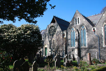 Holy Trinity Avonside. The tops of the walls at both ends of this transept collapsed, showering rubble inside and outside the church.