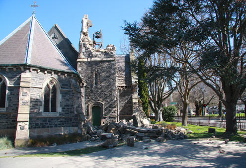 St John's Latimer Square, close to the centre of the city, has sustained major damage.