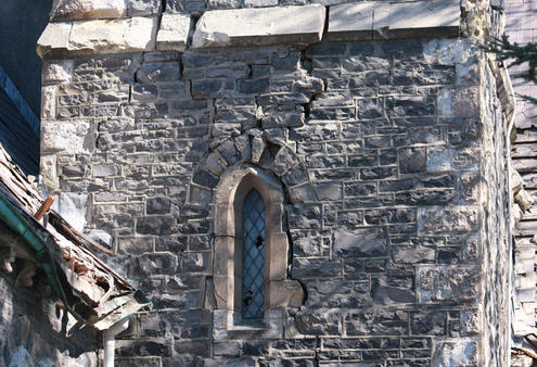 The belltower at St John's Latimer Square. What hasn't already toppled is severely damaged.