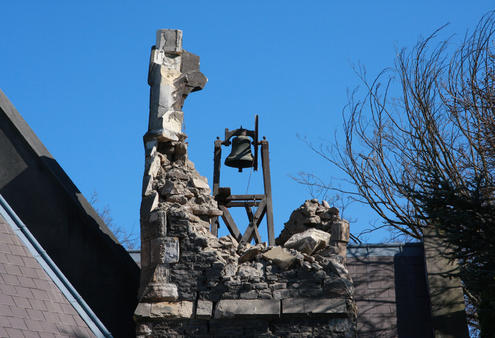 The belltower at St John's Latimer Square.