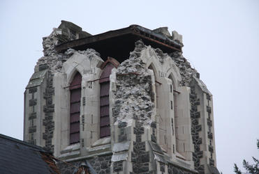 The remains of the top of the belltower at St John's Hororata.