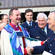 Ross Bay, the new Bishop of Auckland, with members of the Auckland Fire Police Unit. - NZPA