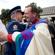 The long arm of the law – Sgt Stu Kearns from the Serious Crash Unit – catches up with Auckland's new bishop, Ross Bay. Picture, Simon Woolf.