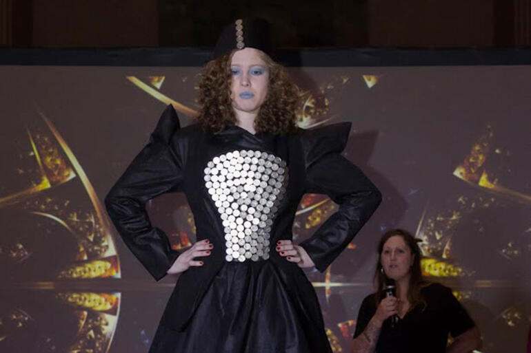 Rose Lubransky models Amilie Paynter's 2006 WOW award-winning dress.