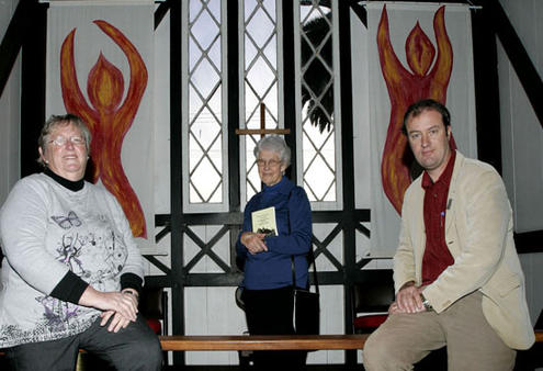 Selwyn makeover team: church warden Maureen Martyn, historian Carol Mutch and architect Adam Wild. Picture, Shane Wenzlick.