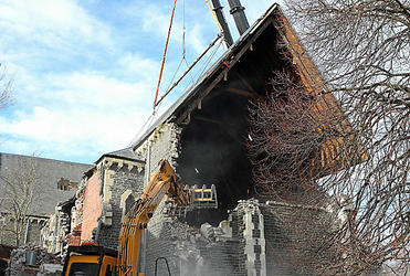 St Luke's in the City is reduced to rubble. Photo: Stacy Squires