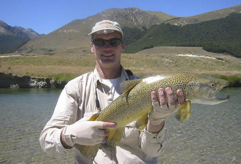 David Rice with a good catch from the Upper-Oreti River.
