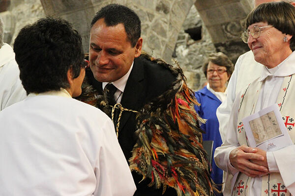 Spontaneous congrats for Wharehoka Wano, the Reeves Canon for Taranaki Cathedral.