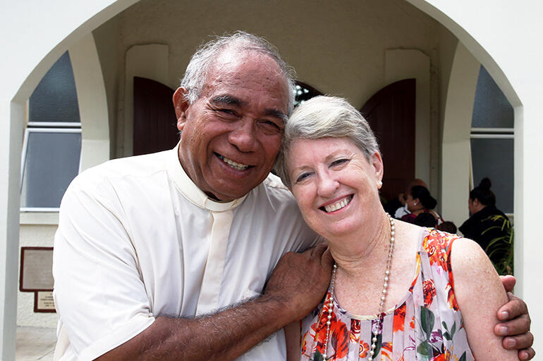 Joe and Anne Le'ota - seen here in May 2014, immediately after the rededication of St Paul's Nuku'alofa.