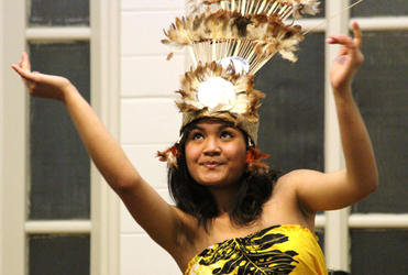 Utter grace, utter fluidity - the lead dancer for the female troupe shows her sinuous moves.