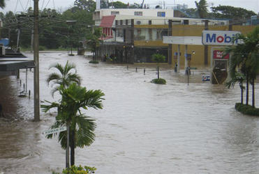 A flooded service station in Nadi.