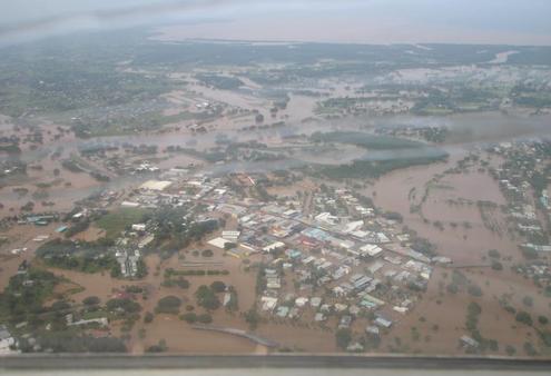 An aerial view of the Nadi flooding