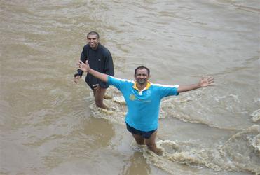 Making the best of a soggy situation in Nadi.