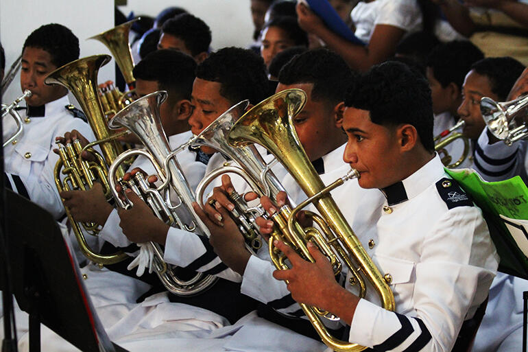 A section of the St Andrews's High School brass band. A section of the St Andrews's High School brass band.