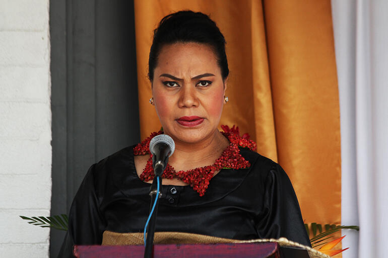 Lord Fatafehi 'o Lapaha Tuita Filipe giving her speech at the lunch.