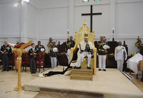 Tonga's new King presides over his court.