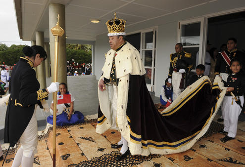 Tonga's newly crowned King goes to meet his people.