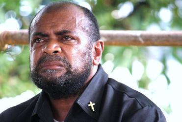 The Rev Jone Teana - seen here during the reguregu, or traditional mourning for Archbishop Jabez Bryce in February 2010. 