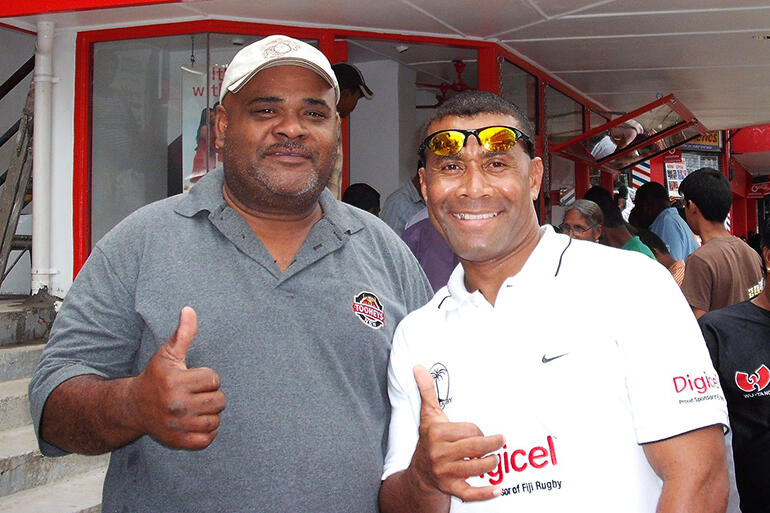 File photo: Harold with Waisale Serevi, widely considered to be the greatest rugby sevens player in the history of the game.