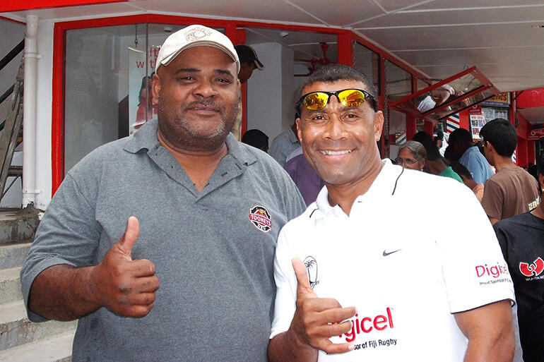 File photo: Harold with Waisale Serevi, widely considered to be the greatest rugby sevens player in the history of the game. File photo: Harold with Waisale Serevi, widely considered to be the greatest rugby sevens player in the history of the game.