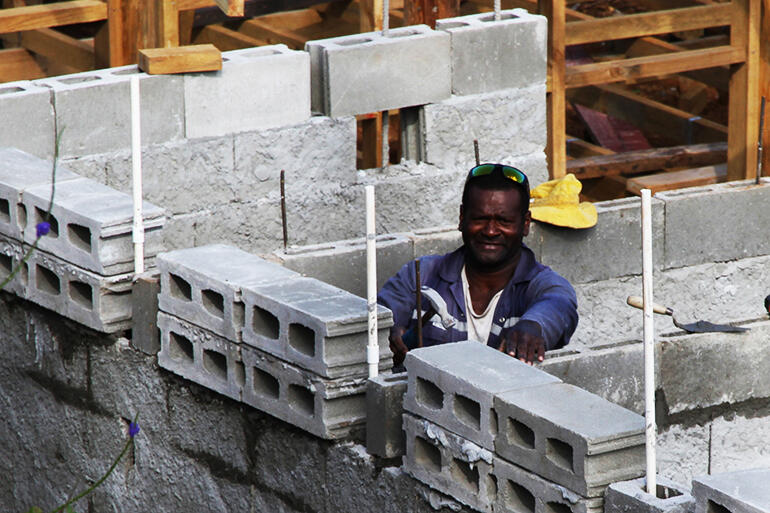 That's Taito Raikidravo from Maniava, working on the new dormitory ablution block. That's Taito Raikidravo from Maniava, working on the new dormitory ablution block.