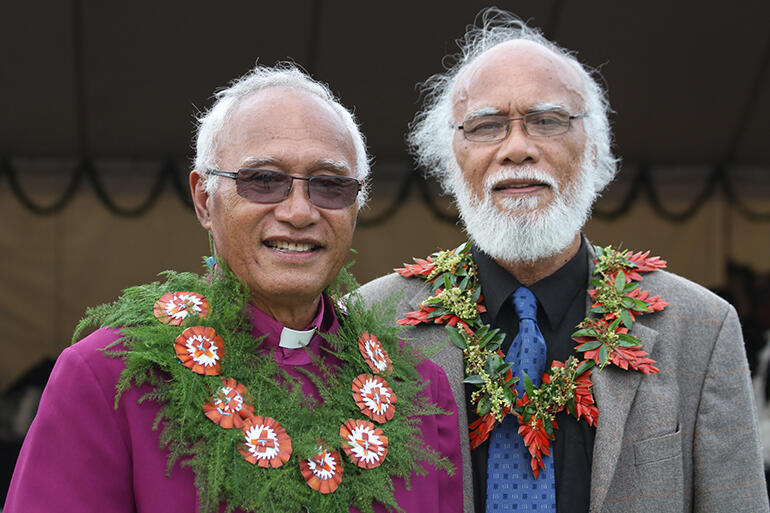 Archbishop Winston alongside his brother, Professor Sitiveni Halapua, who returned from Honolulu's East-West Centre to become an MP in Tonga.