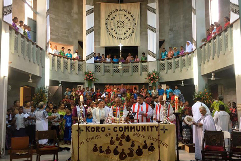 Synod Eucharist. L-R: Bishop-elect Ellie, Archbishop Winston, Bishops Don and Api. Photo: Facebook/Bishop Don Tamihere Synod Eucharist. L-R: Bishop-elect Ellie, Archbishop Winston, Bishops Don and Api. Photo: Facebook/Bishop Don Tamihere