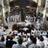 A view from the mezzanine down the packed cathedral. The choir, in the foreground, sat on tiered scaffolding seats.