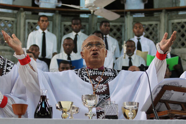 Archbishop Winston celebrated the eucharist with Bishops Api Qiliho and Gabriel Sharma. Archbishop Winston celebrated the eucharist with Bishops Api Qiliho and Gabriel Sharma.