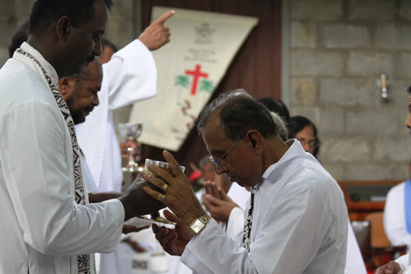 The blood of Our Lord Jesus Christ, shed for you... The blood of Our Lord Jesus Christ, shed for you...