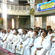 Clergy from the Suva Ovalau archdeaconry during the 'No to violence' service. Note the banner suspended from the mezzanine floor.