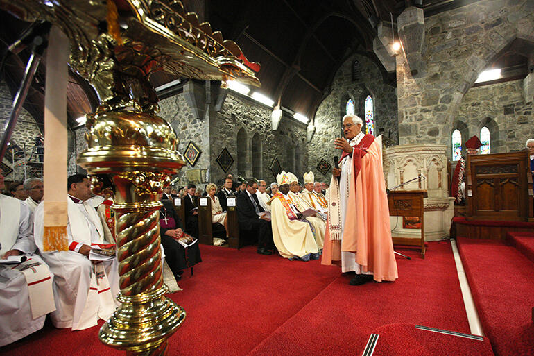 Archdeacon Tiki addressing the congregation during the 2010 consecration of St Mary's, New Plymouth, as a cathedral. Archdeacon Tiki addressing the congregation during the 2010 consecration of St Mary's, New Plymouth, as a cathedral.